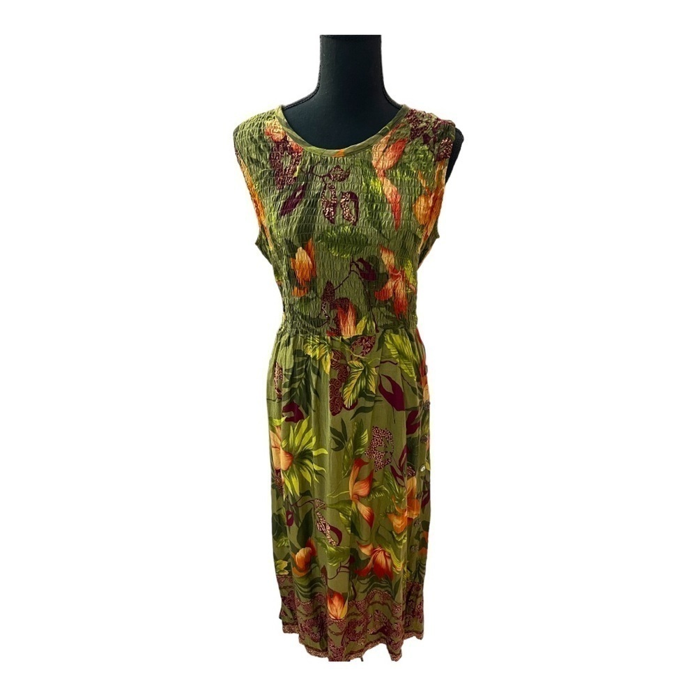 Vintage R&K Originals 80s Tropical MIDI Dress Size 10